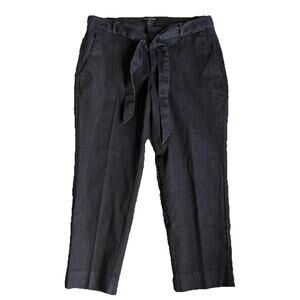 Banana Republic Avery Dress Pants Womens 8P Blue Belted Straight Petite Denim